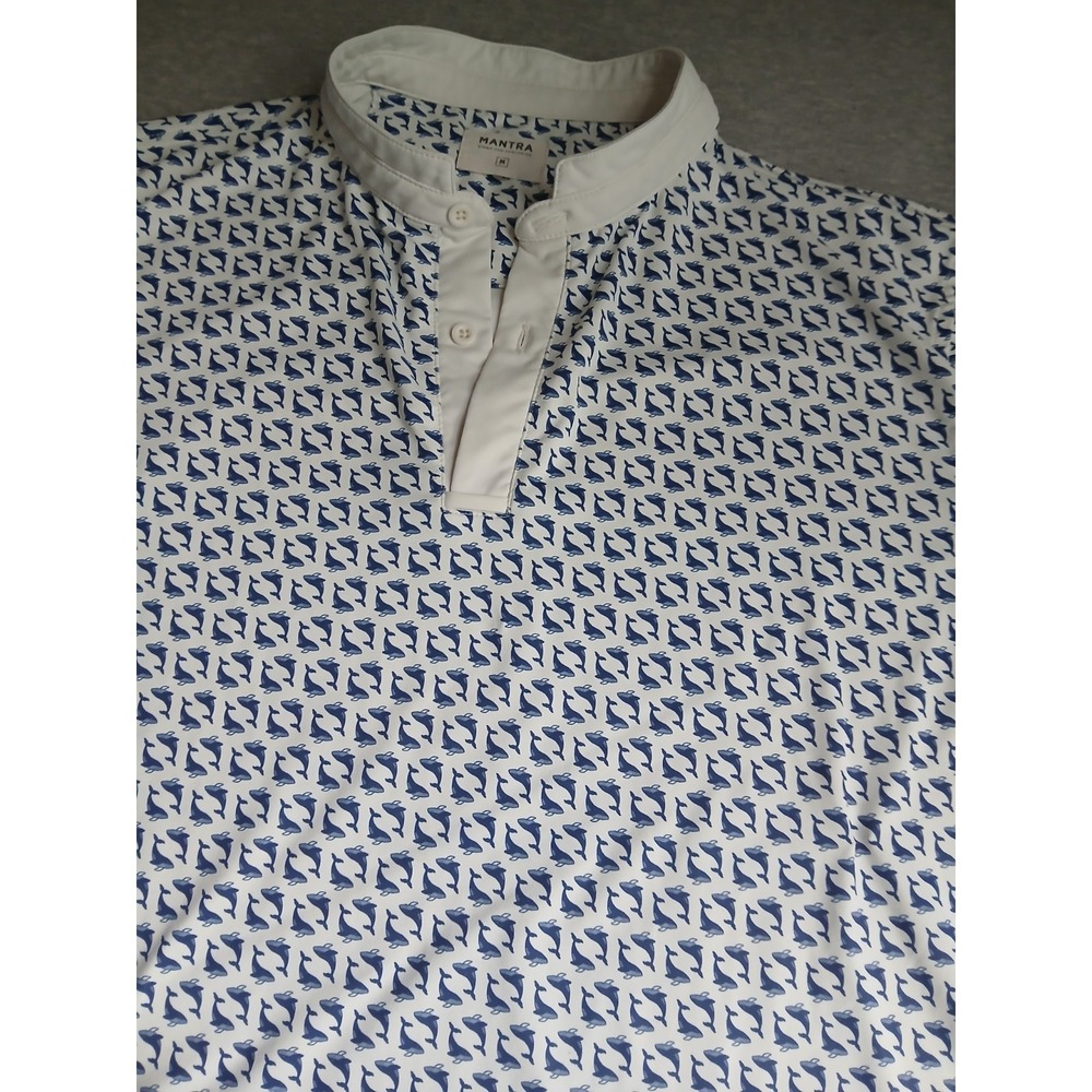 Mantra Polo Medium Whales Wicking Stretch Preppy Golf AOP